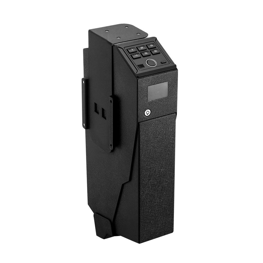 Gun Safe, Slider Handgun Gun Safe with Screen, Fingerprint/Password/Key, 3-Way Quick Access Firearm Case Box with LED for 1 Pistol & Magazine, Mounted Gun Box for Nightstand Bedside Desk Car