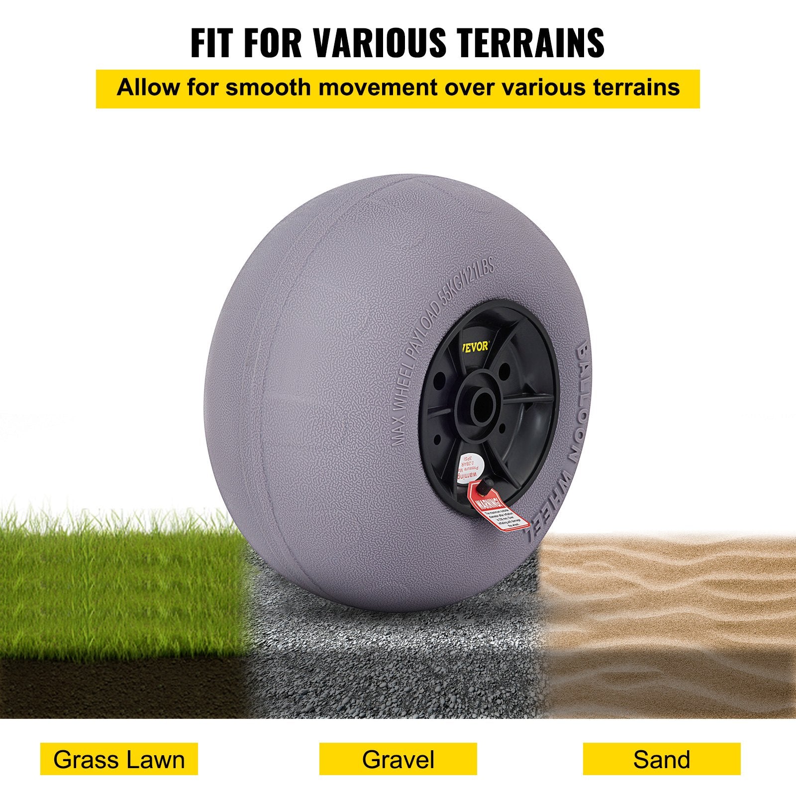 Balloon Beach Wheels Replacement Beach Tires 13" TPU 121 LBS Load Capacity