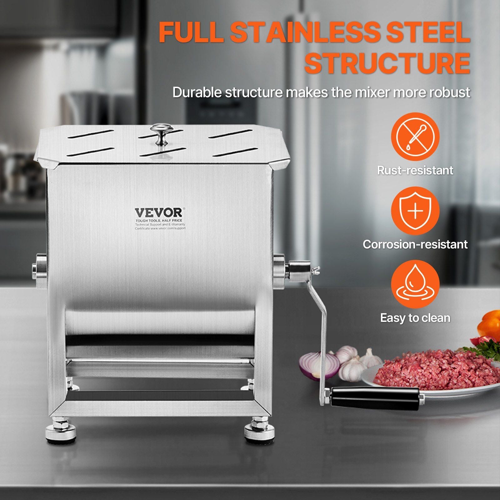 15L Manual Meat Mixer – Fixed Tank