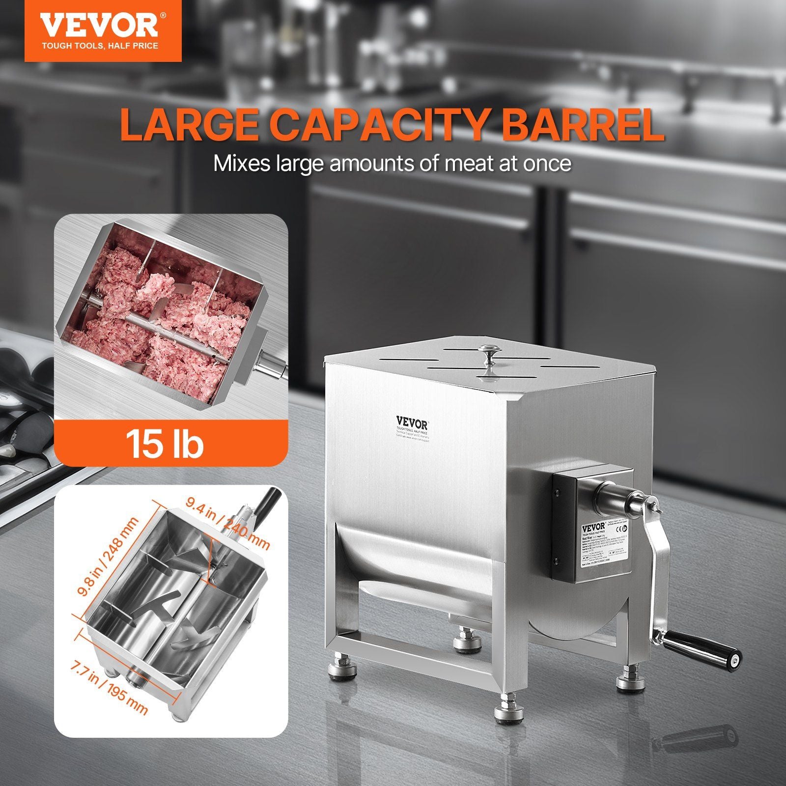 10L Manual Meat Mixer with Gear Reducer