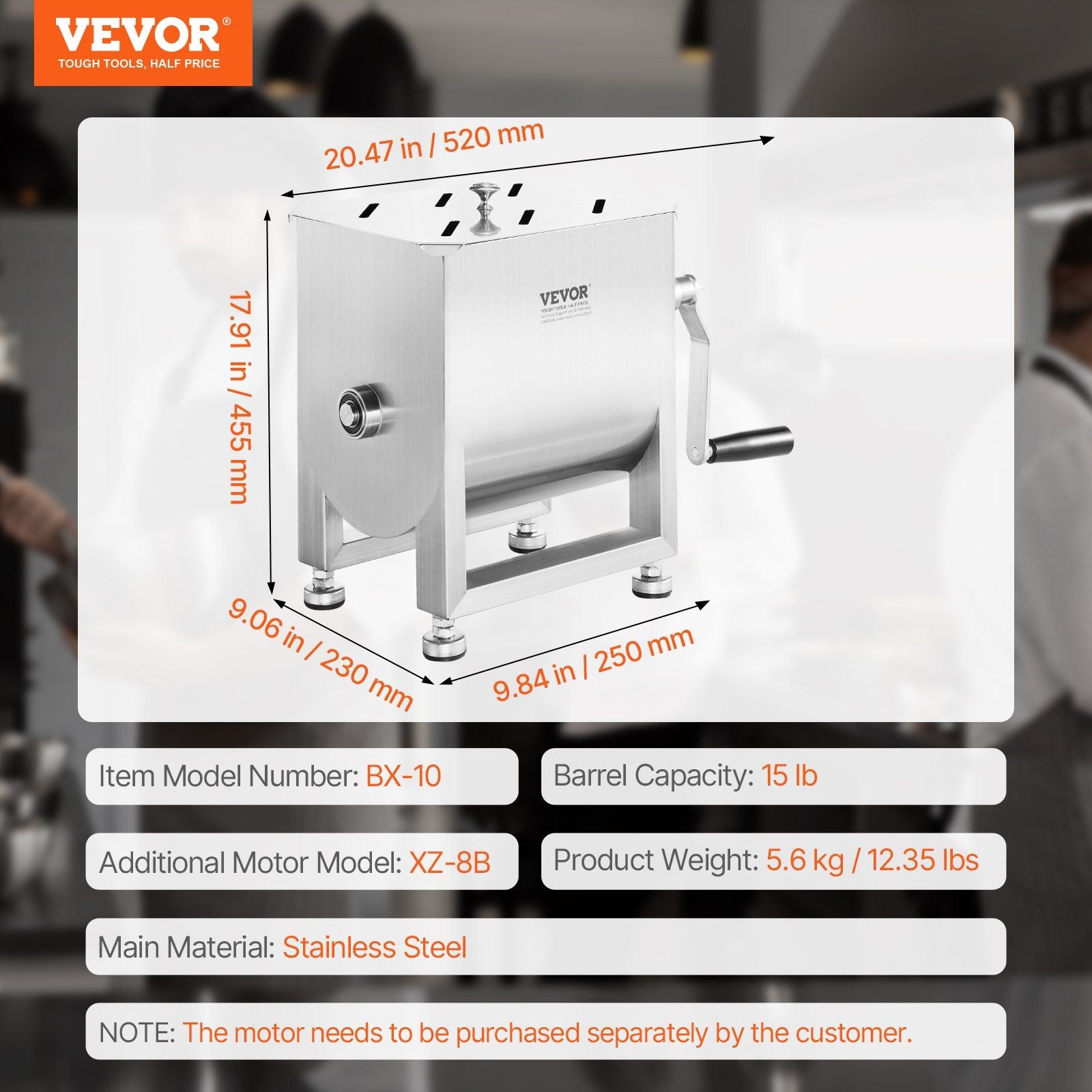 10L Manual Meat Mixer with Gear Reducer