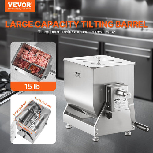15L Manual Meat Mixer – Tilt Tank