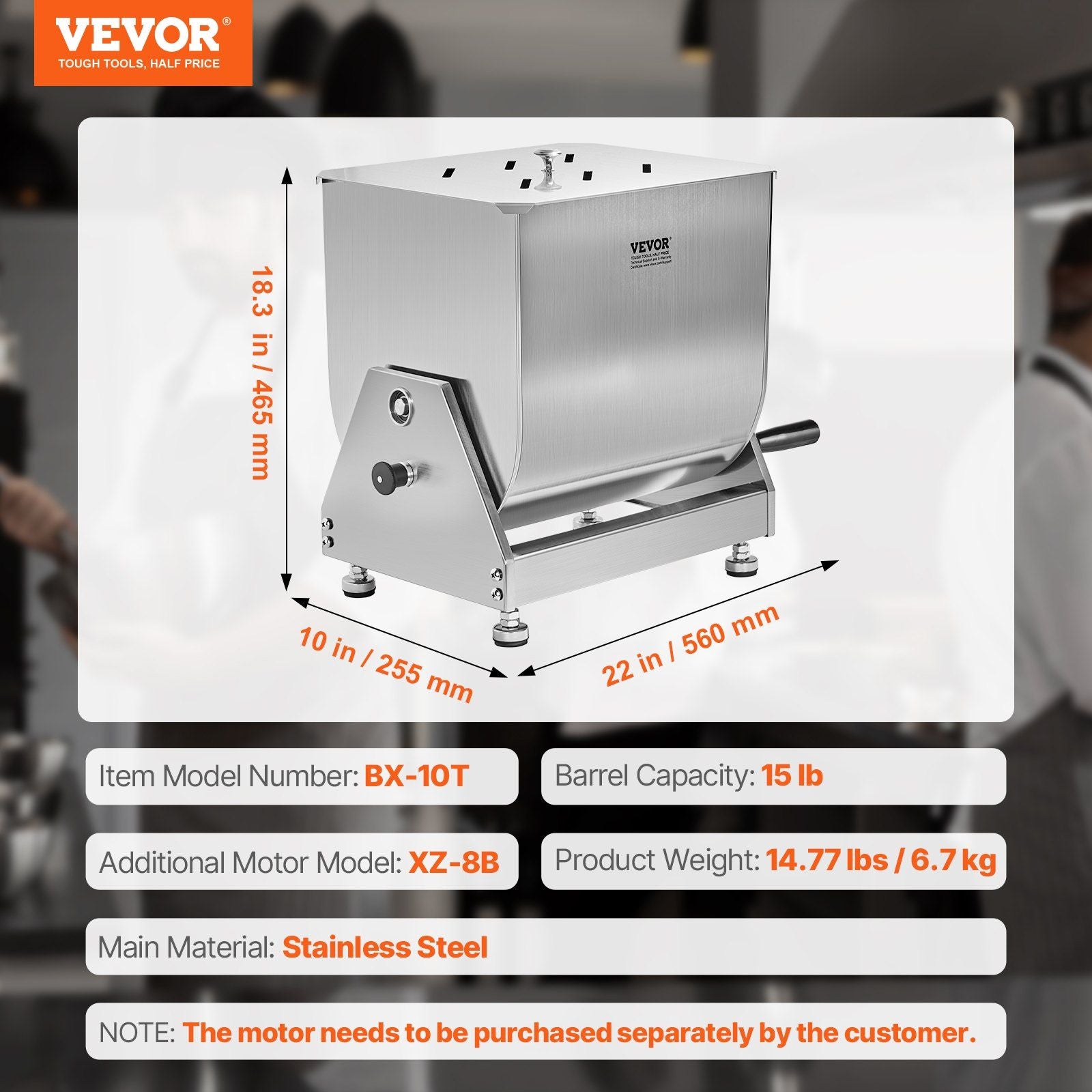 15L Manual Meat Mixer – Tilt Tank