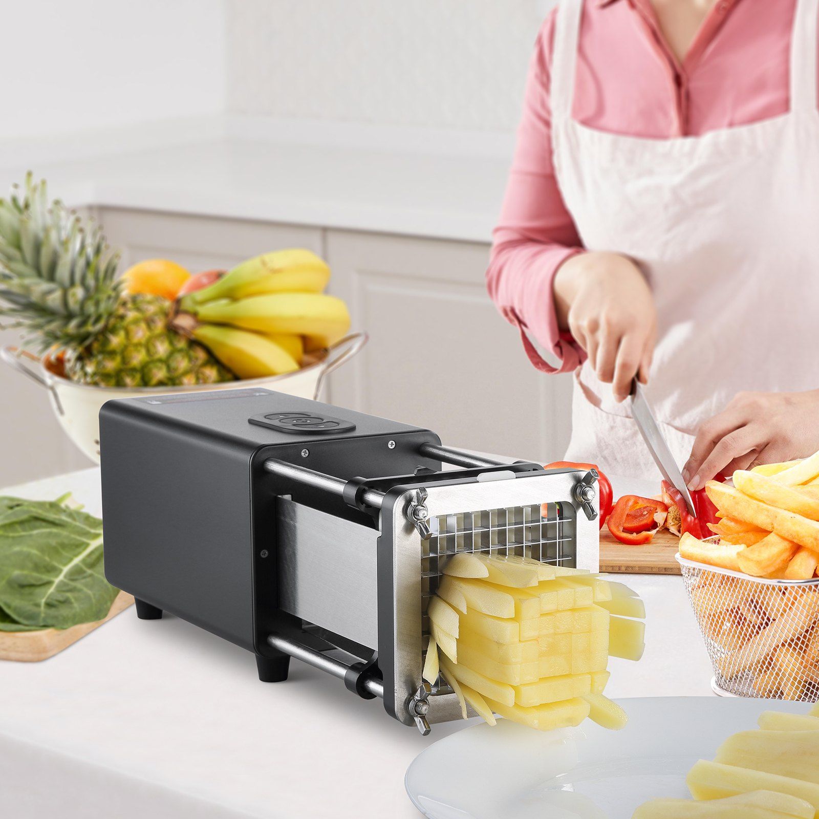 Electric French Fry Cutter with Two Blade Sizes