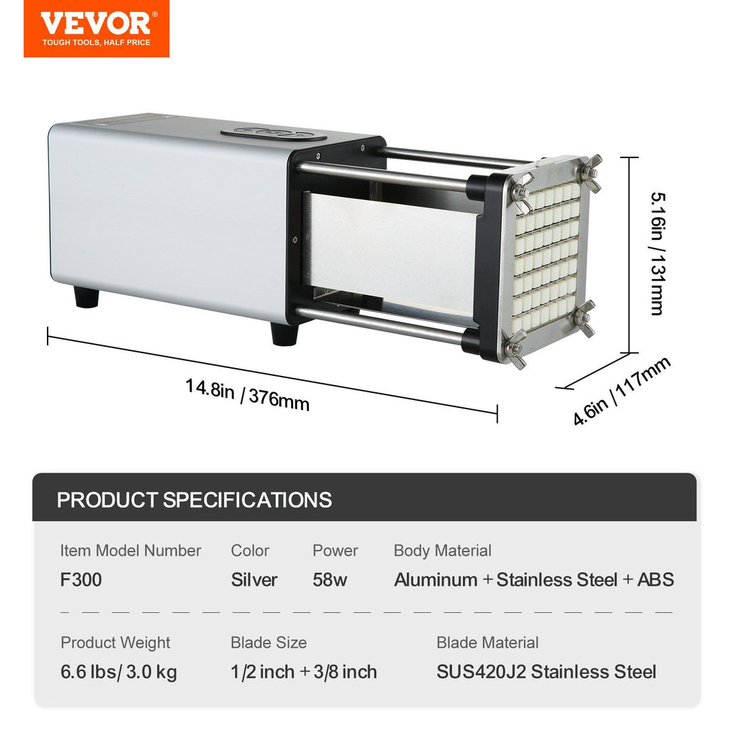 Electric French Fry Cutter with Two Blade Sizes