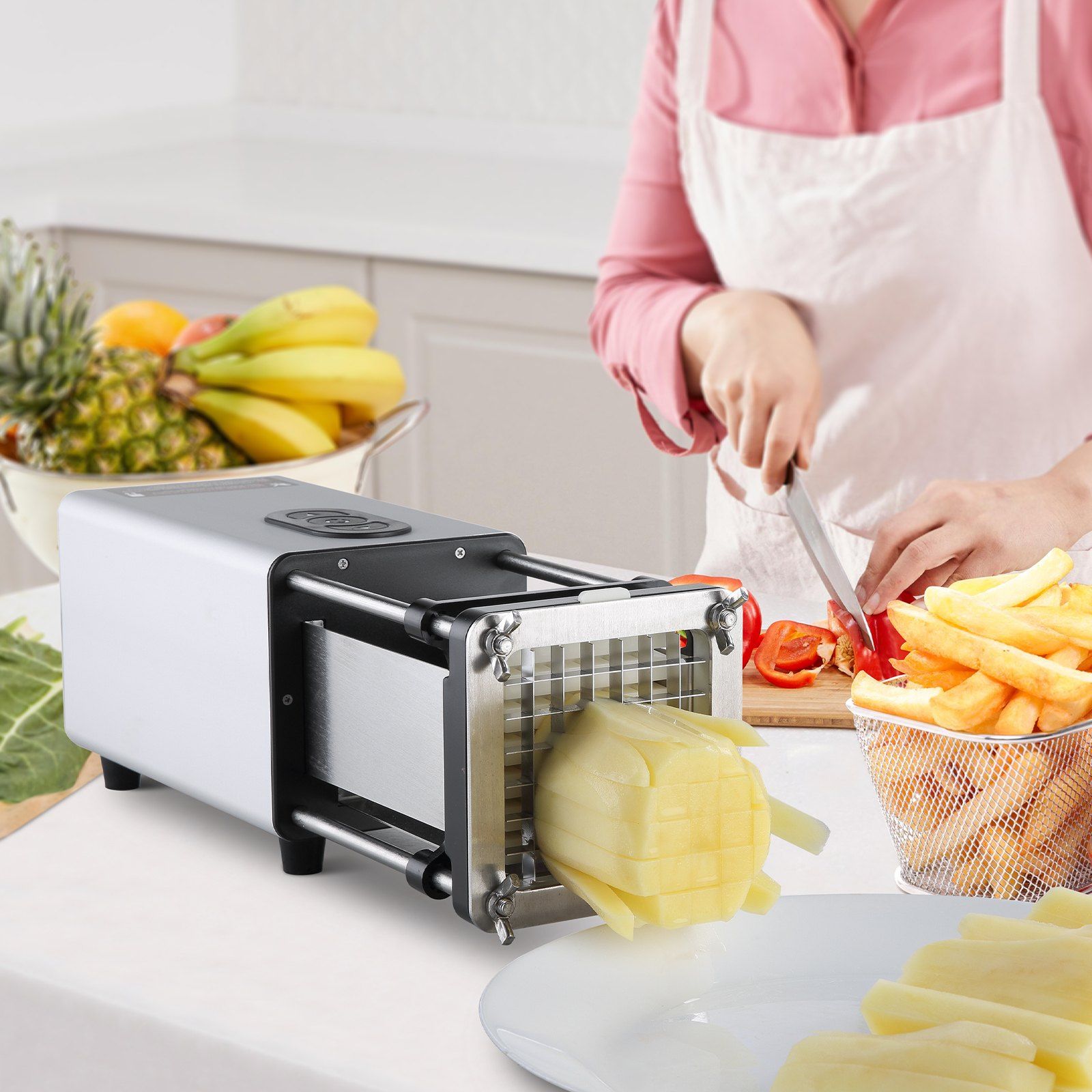 Electric French Fry Cutter with Two Blade Sizes