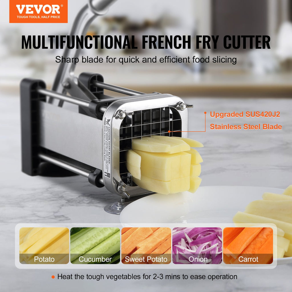 Manual French Fry Cutter with Two Blade Sizes