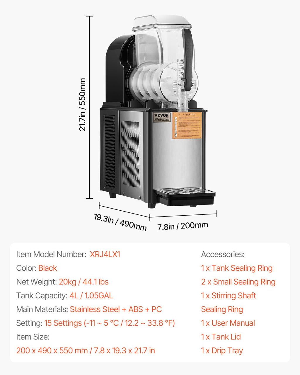 4L Single-Tank Slushy Machine