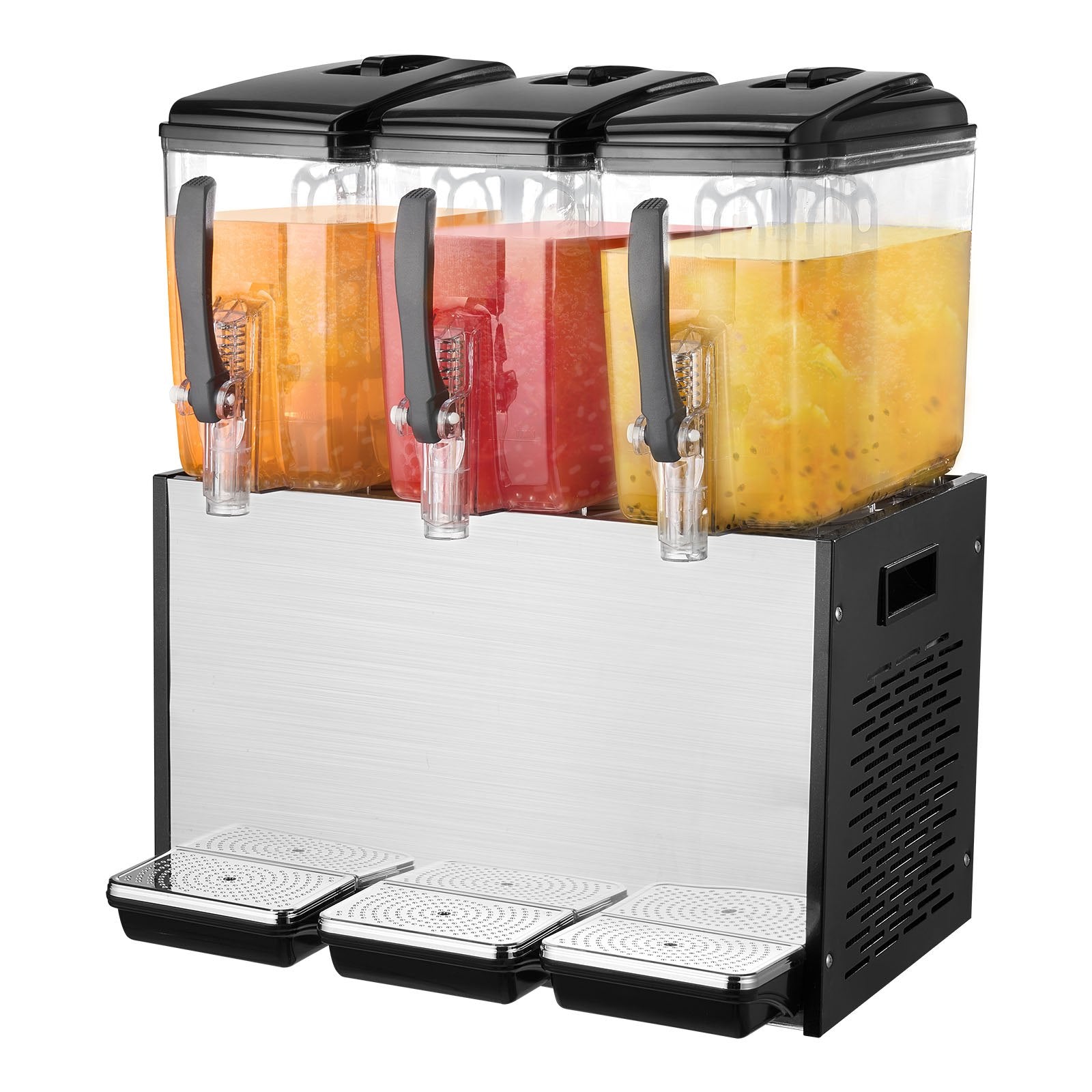 Commercial Beverage Dispenser, 3 Tanks 12 L Per Tank Juice Dispenser, 370W Stainless Steel Ice Tea Drink Machine with 7℃-12℃ Cooling Temperature, for Cold Drink Restaurant Bar Party