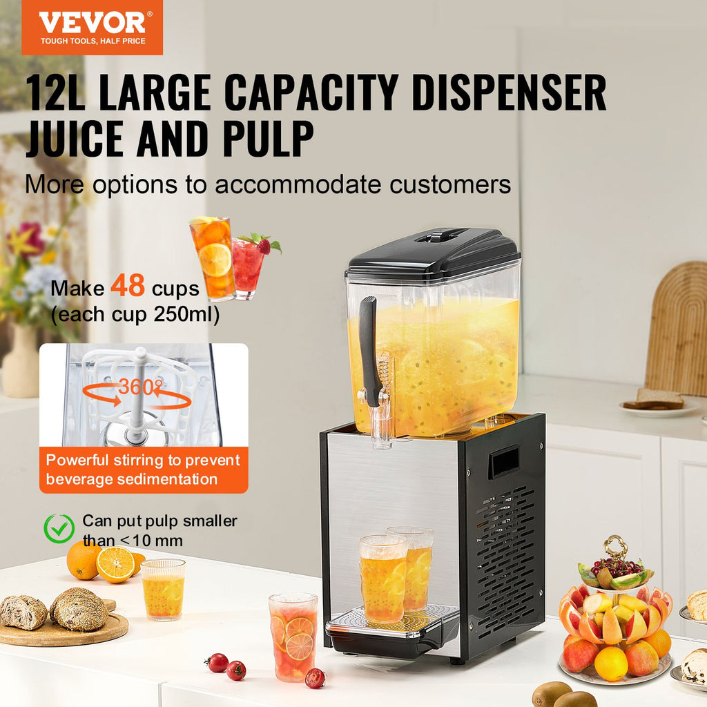 12L Commercial Cold Beverage Dispenser with Spigot