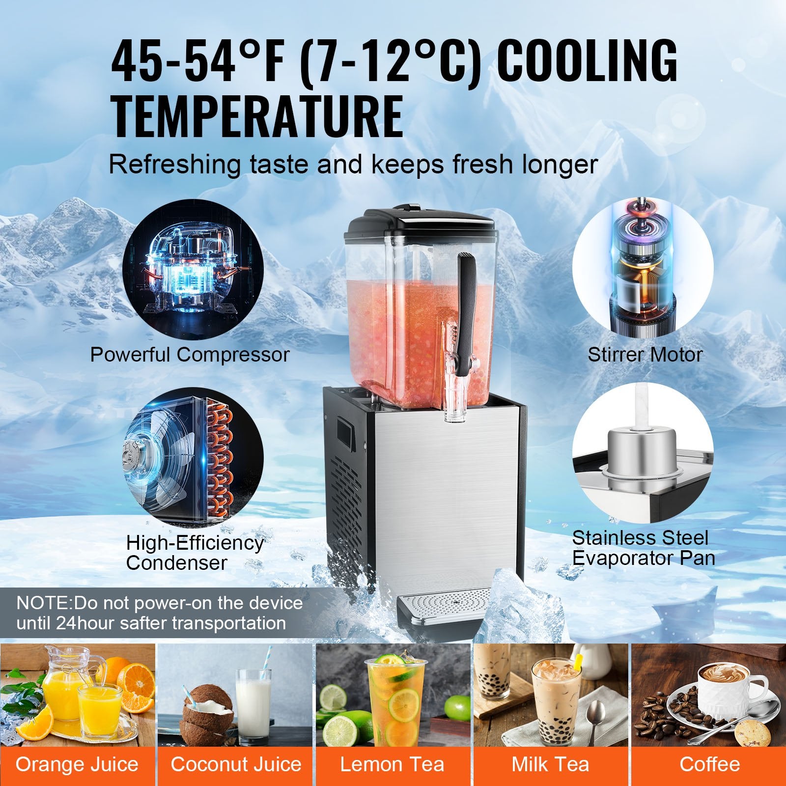 12L Commercial Cold Beverage Dispenser with Spigot