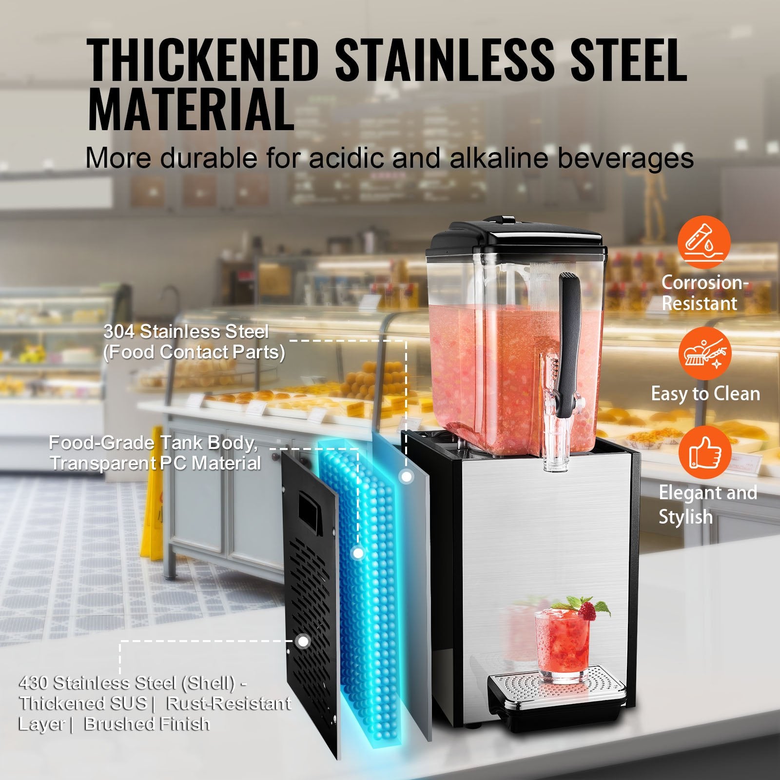 12L Commercial Cold Beverage Dispenser with Spigot