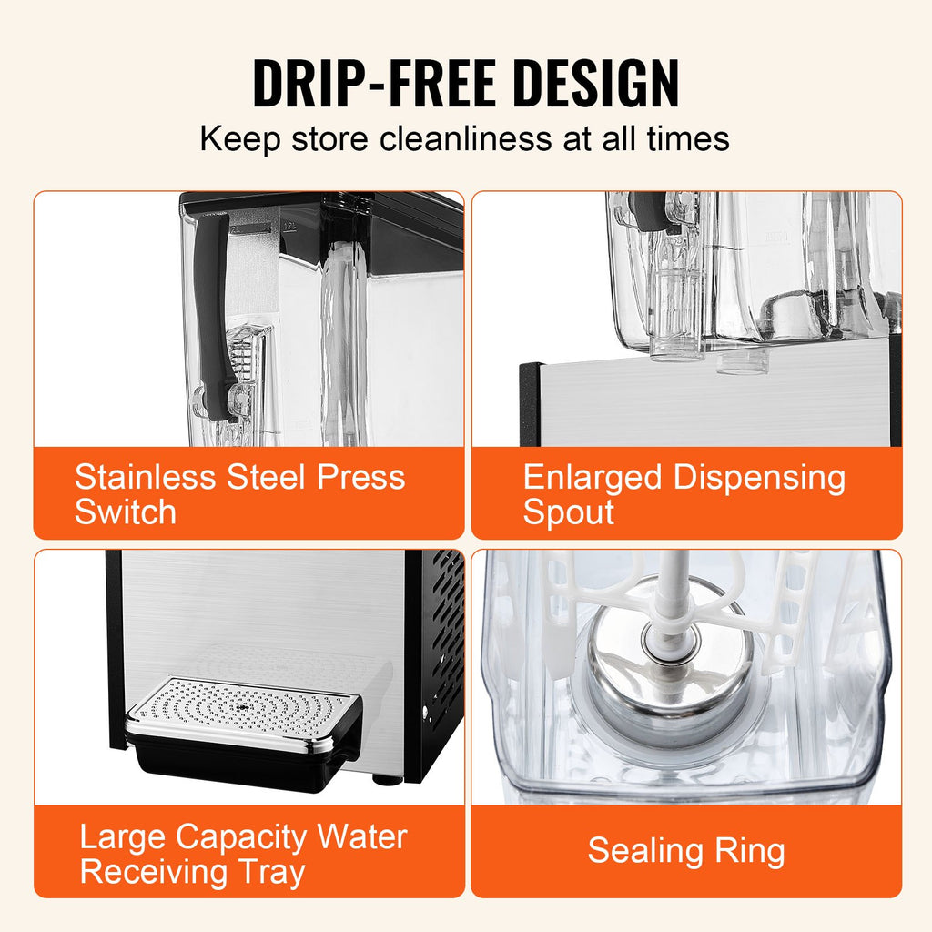12L Commercial Cold Beverage Dispenser with Spigot