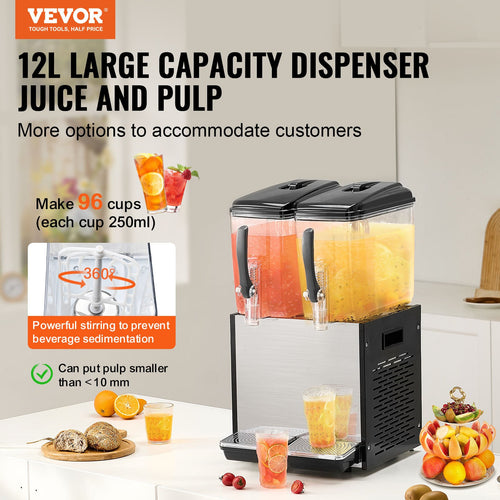 24L Commercial Cold Beverage Dispenser – 2 × 12L Tanks