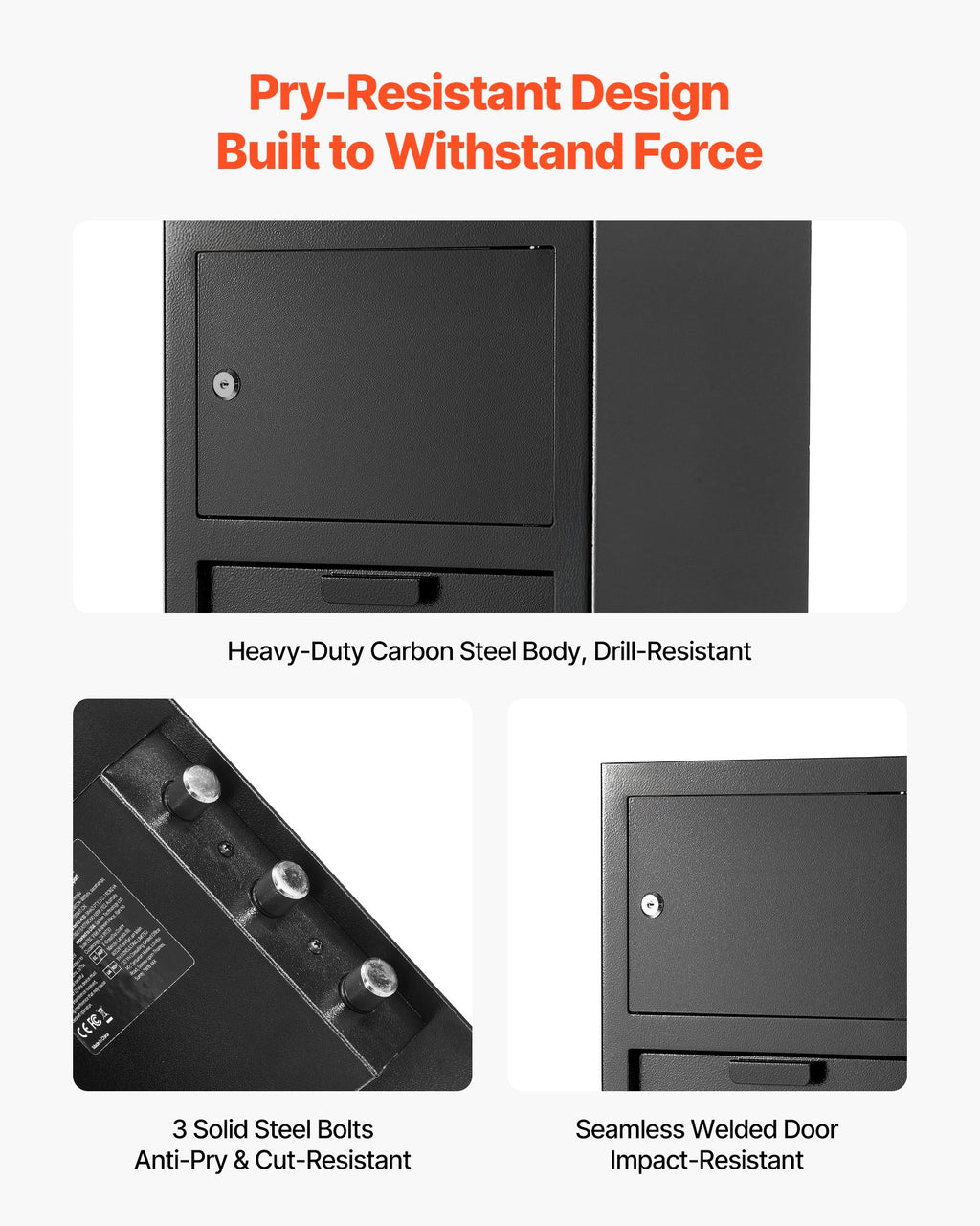 3.6 Cubic Feet Drop Safe, Large Capacity Front Drop Slot Safe Box with Digital Keypad, Heavy Duty 3 Tiers Cash Depository Box with Spare Keys for Cash, Bank Slip, Jewelry, Document, Bill, Black