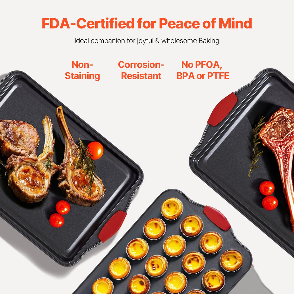 Baking Pan Set 10-Piece Nonstick Carbon Steel Set with Silicone Handles