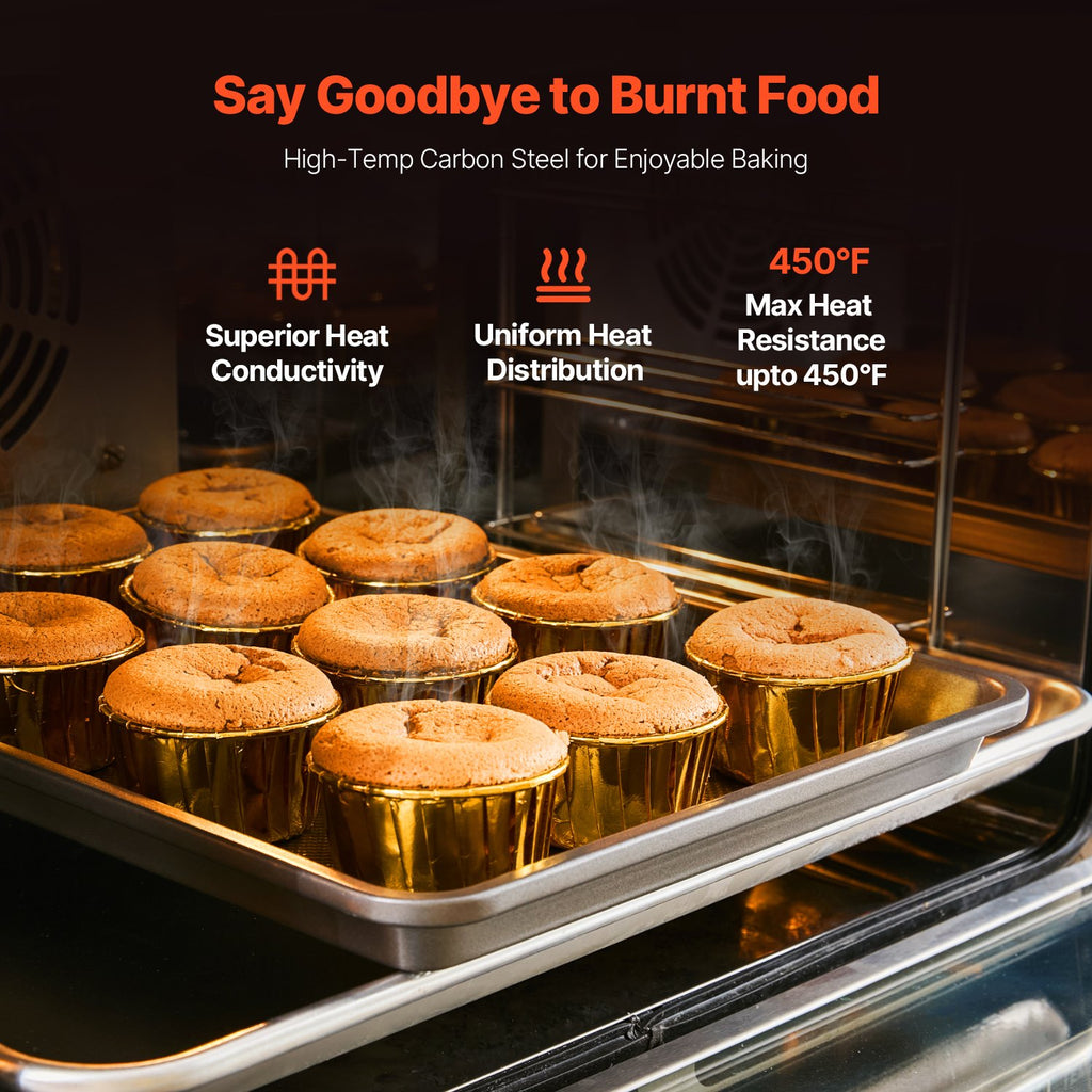 Baking Pan Set 3-Piece Nonstick Carbon Steel Set with Silicone Handles
