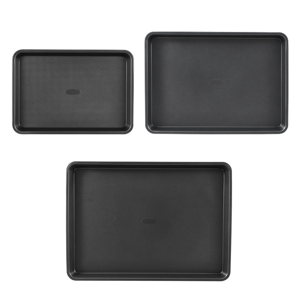 Baking Pan Set 3-Piece Nonstick Carbon Steel Set with Silicone Handles