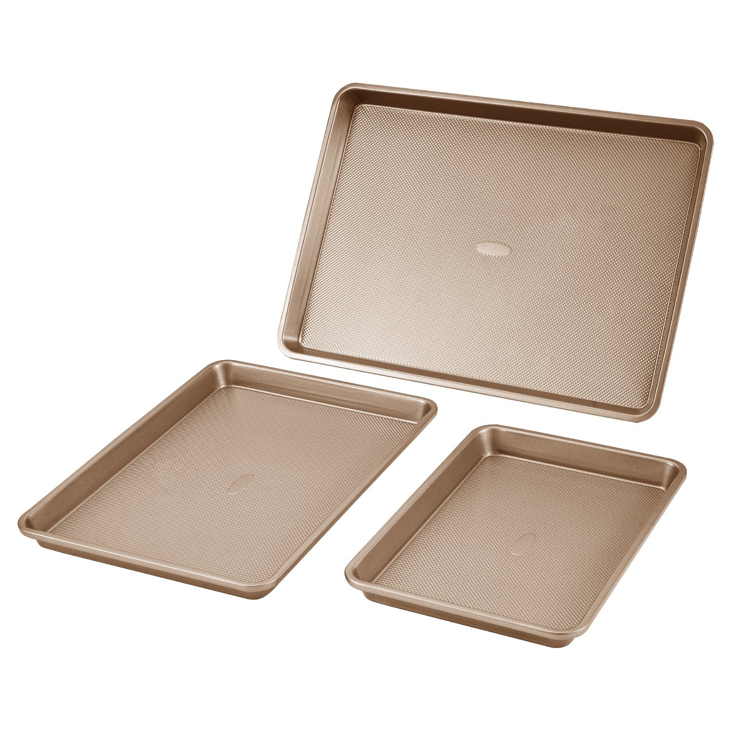 Baking Pan Set 3-Piece Nonstick Carbon Steel Set with Silicone Handles