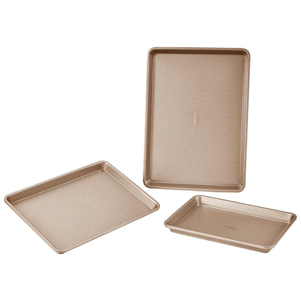 Baking Pan Set 3-Piece Nonstick Carbon Steel Set with Silicone Handles