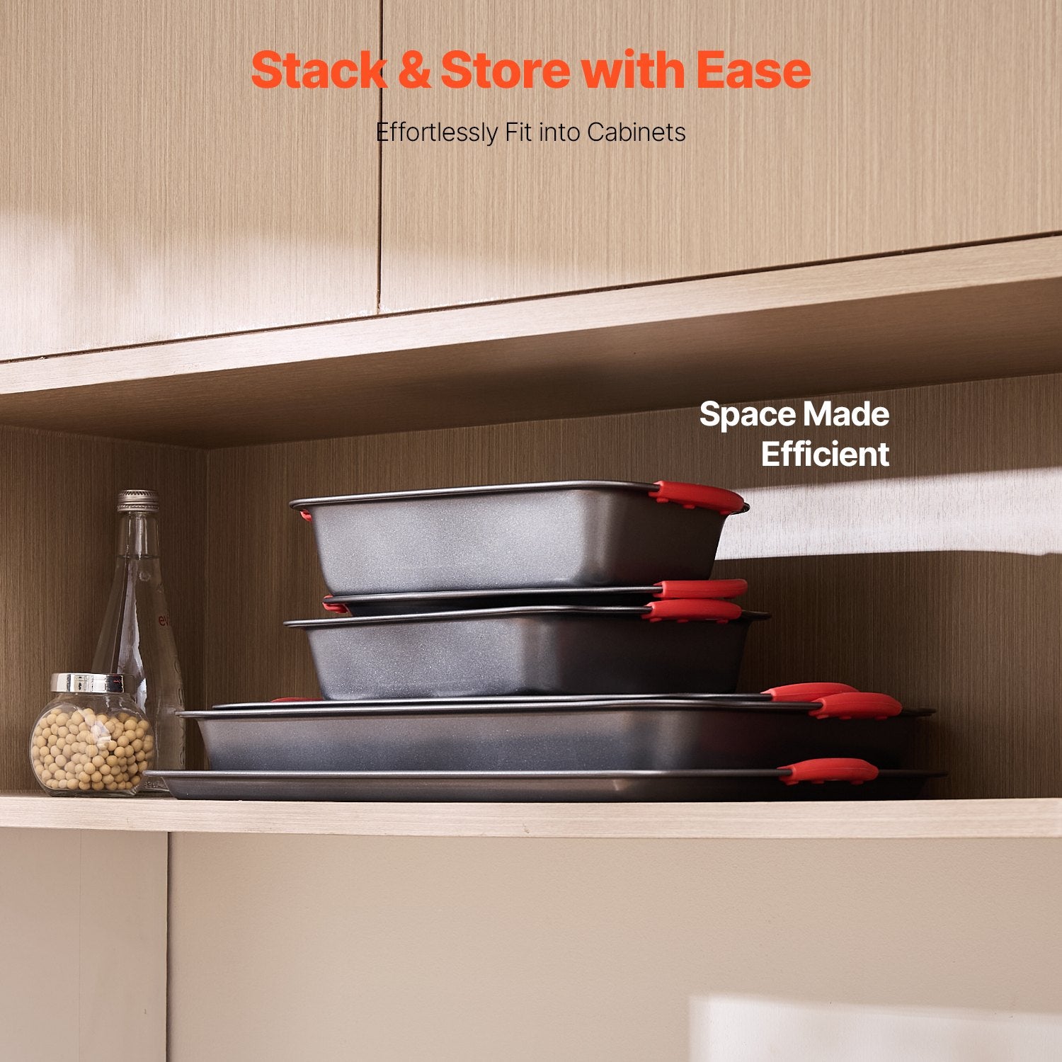 Baking Pan Set 6-Piece Nonstick Carbon Steel Set with Silicone Handles