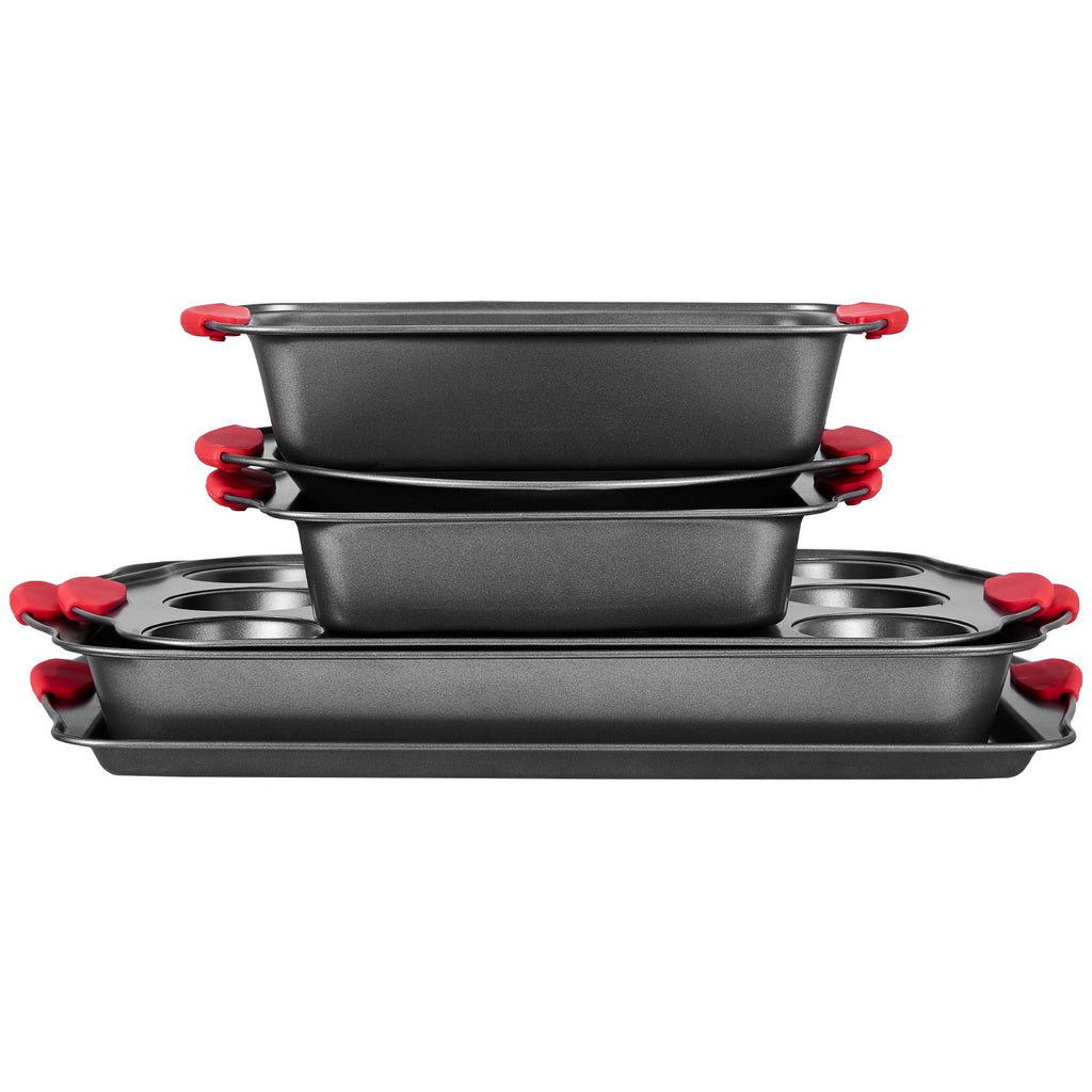 Baking Pan Set 6-Piece Nonstick Carbon Steel Set with Silicone Handles