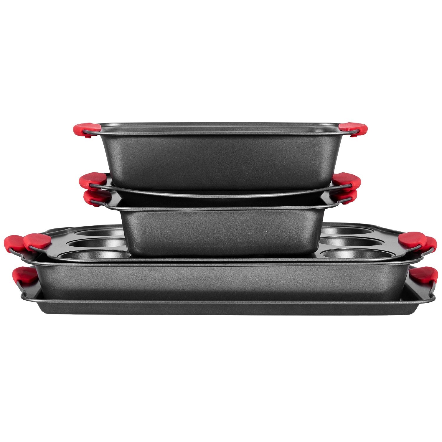 Baking Pan Set 6-Piece Nonstick Carbon Steel Set with Silicone Handles
