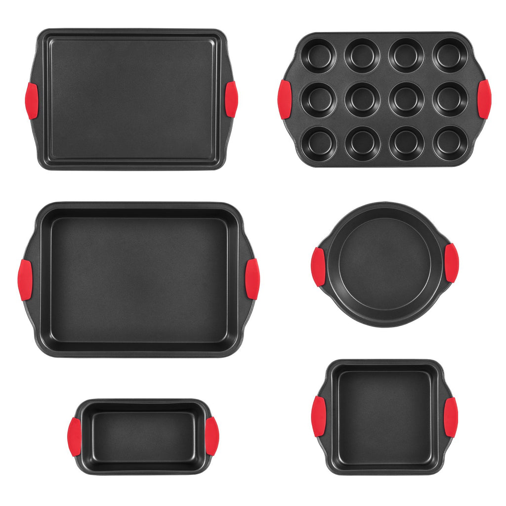 Baking Pan Set 6-Piece Nonstick Carbon Steel Set with Silicone Handles