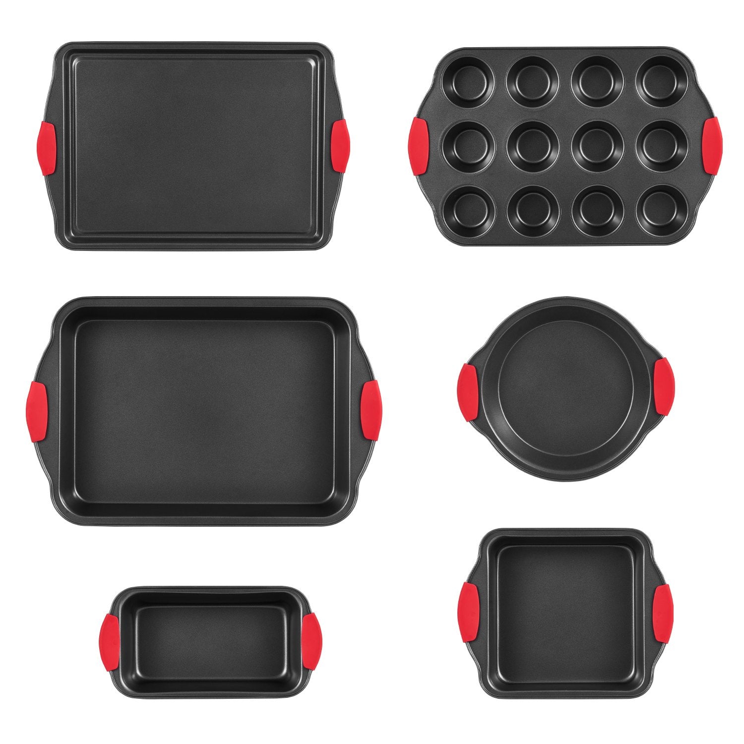 Baking Pan Set 6-Piece Nonstick Carbon Steel Set with Silicone Handles