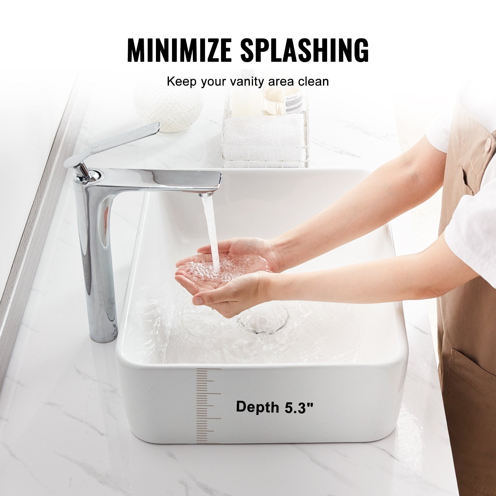 Modern Ceramic Vessel Sink 48x37cm Bathroom Vanity Bowl Countertop White