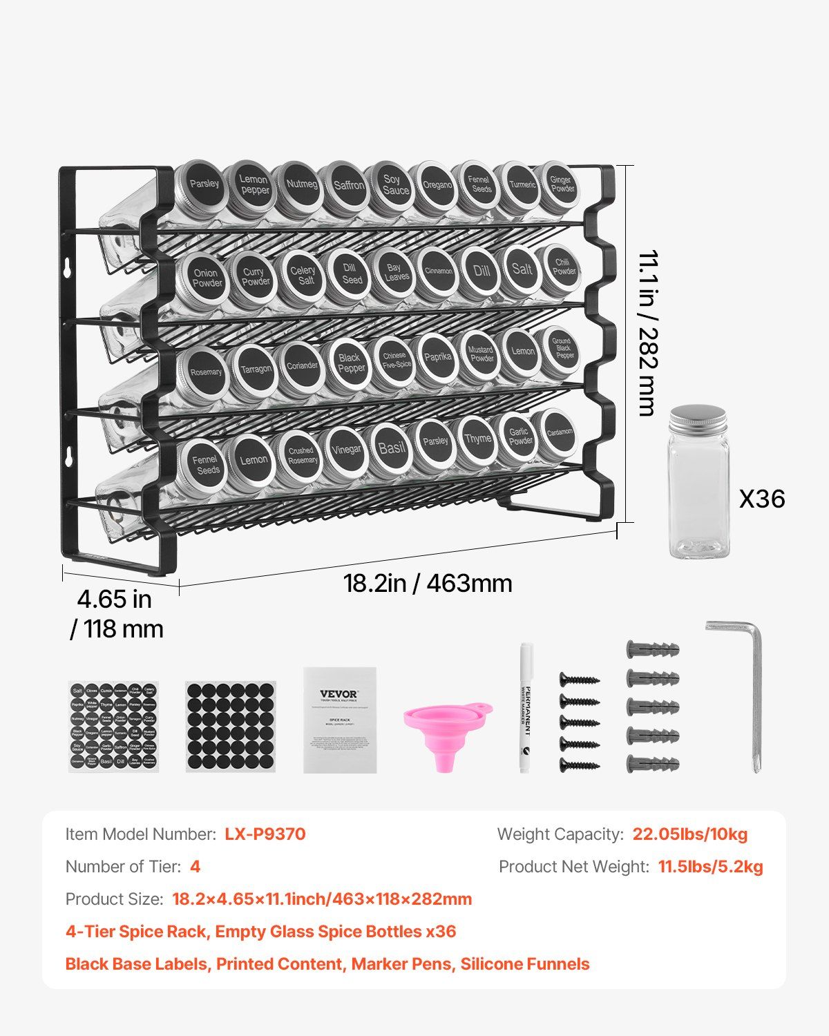 36-Jar Spice Rack Organiser Set