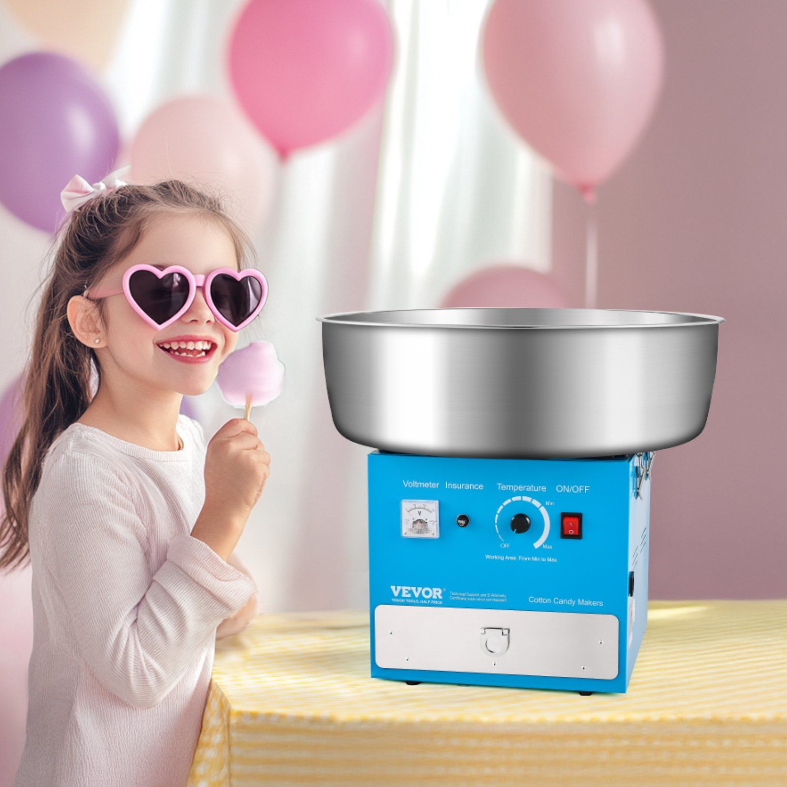 1000W Cotton Candy Machine with Drawer – Blue