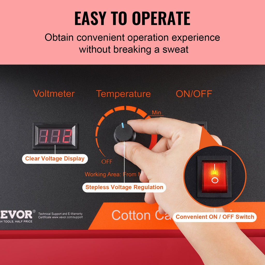 1000W Cotton Candy Machine with Cover – Red