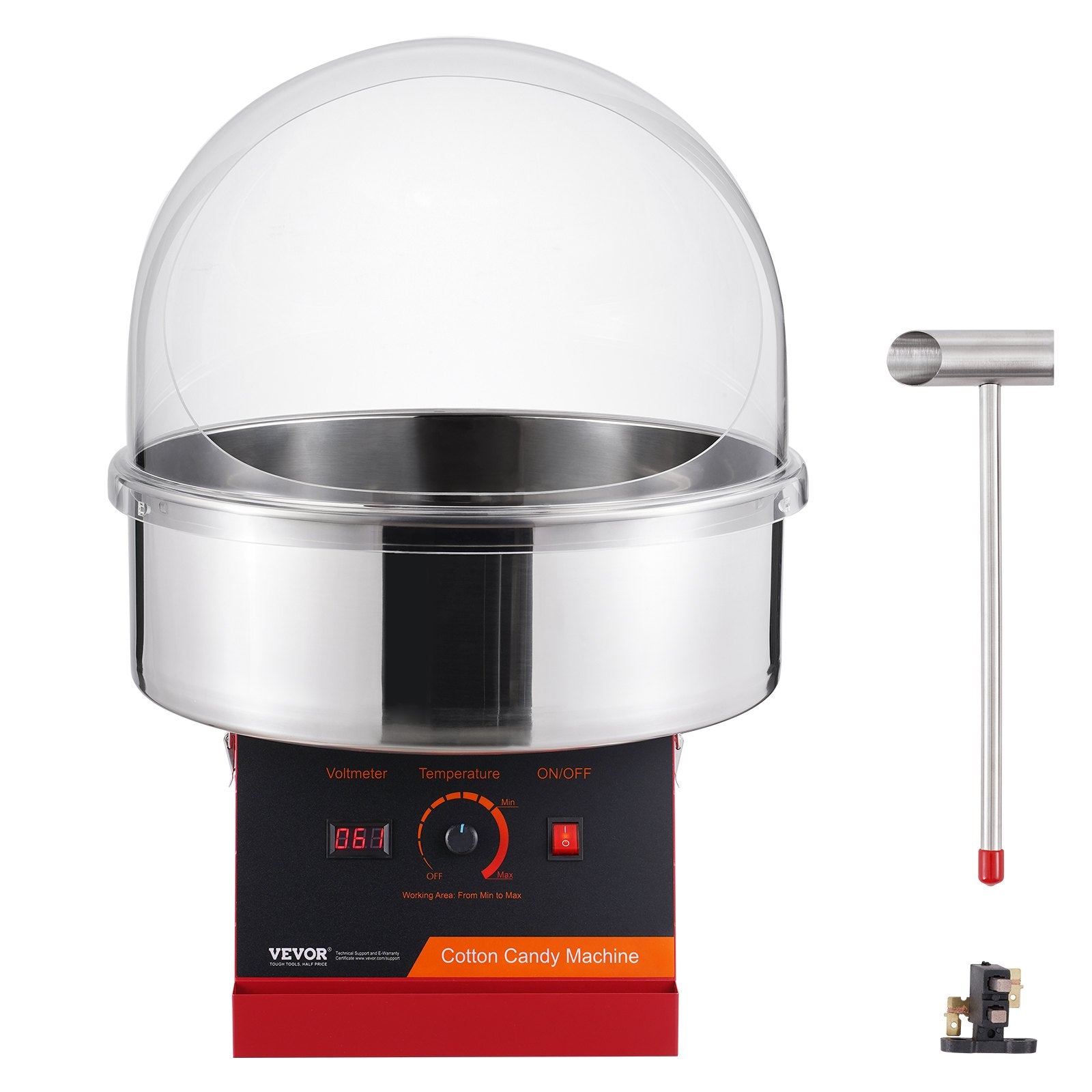 1000W Cotton Candy Machine with Cover – Red
