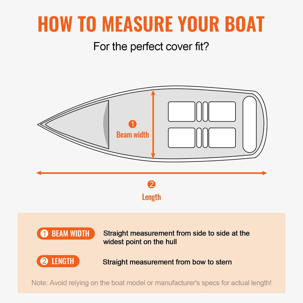 Boat Cover 600D Waterproof 16-18.5 ft Boat Cover V-Hull Tri-Hull Runabout