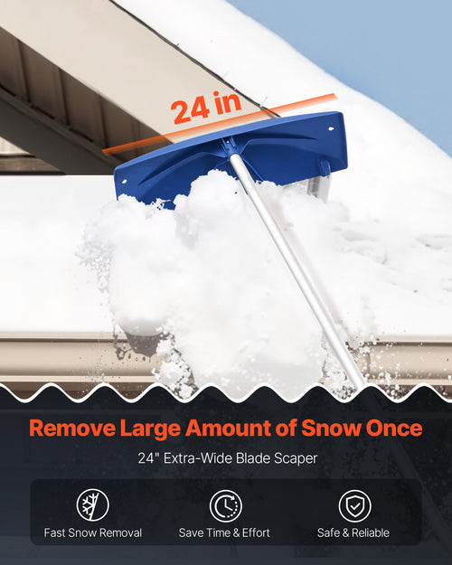 Adjustable Snow Roof Rake – 60cm PP Blade, 1.18–5.55m