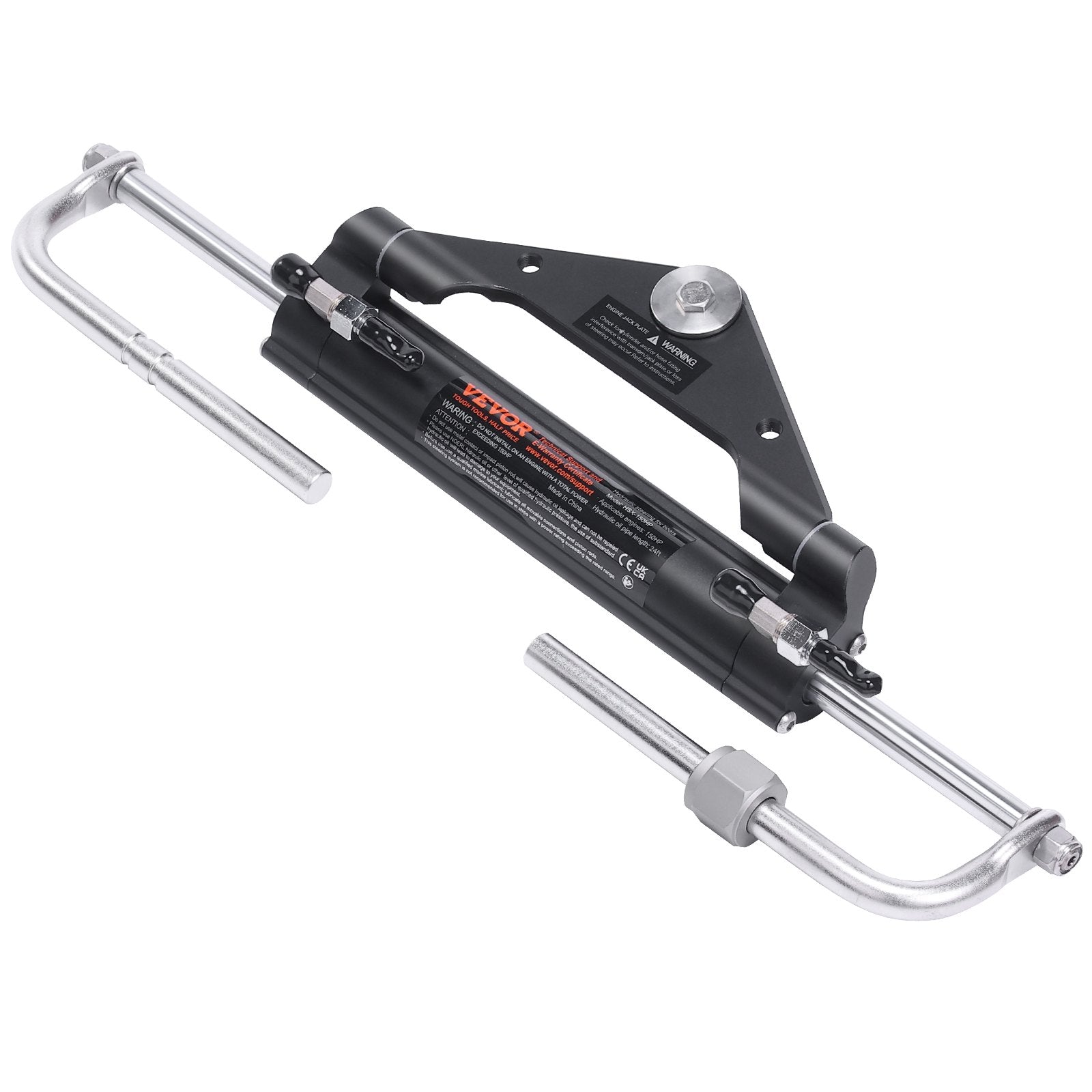 Hydraulic Outboard Steering Kit, 150HP, Marine Boat Hydraulic Steering System, with Helm Pump Two-Way Lock Cylinder and 24 Feet Hydraulic Steering Hose, for Single Station Single-Engine Boats