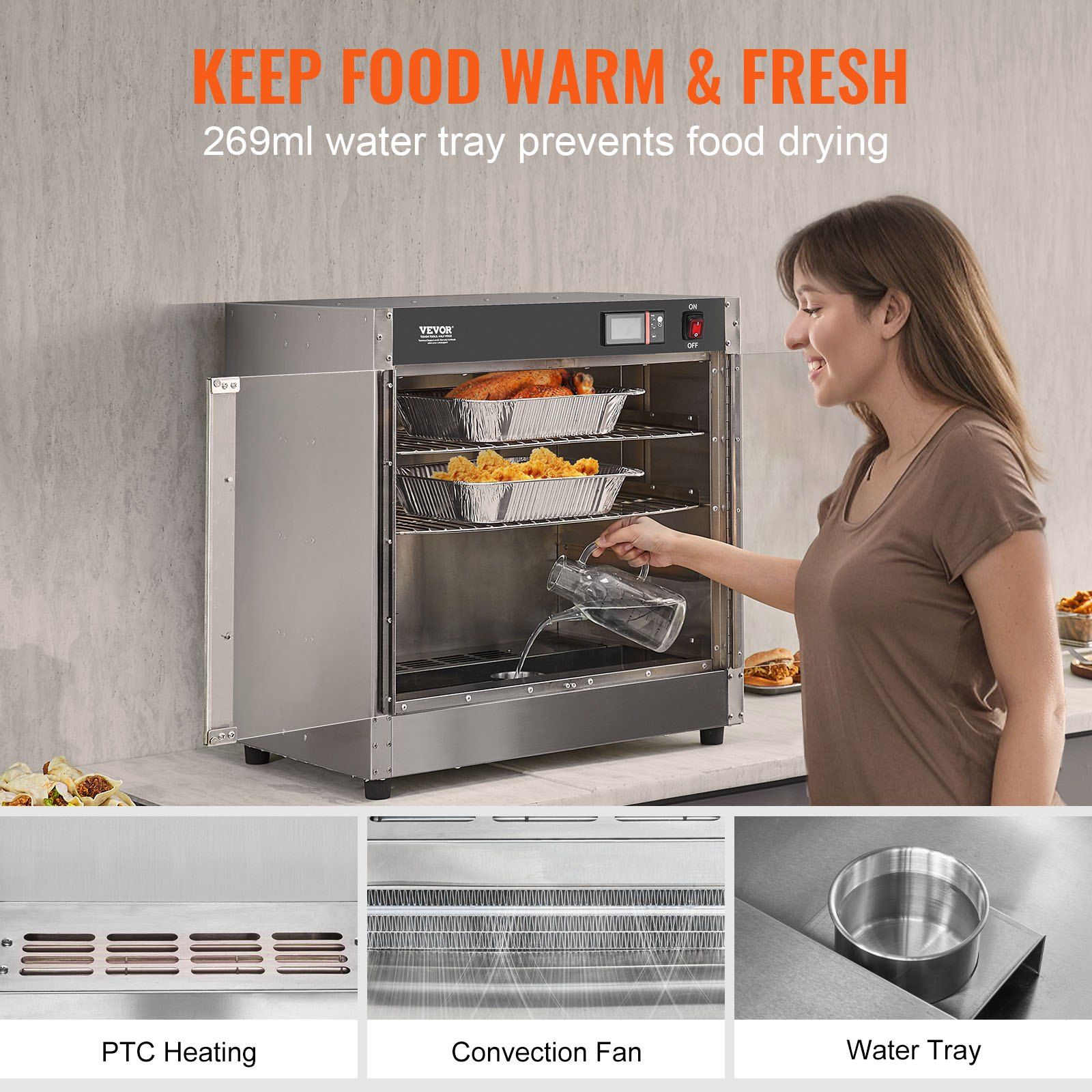 4-Tier Double-Door Food Warmer