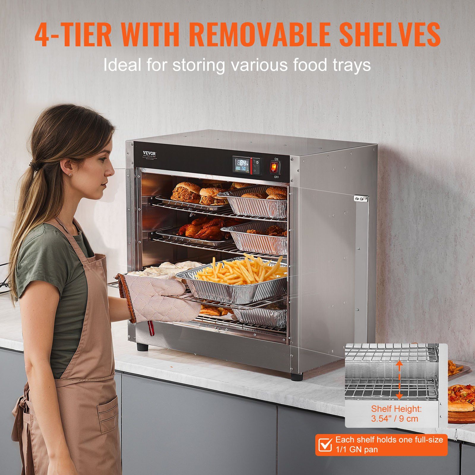 4-Tier Double-Door Food Warmer