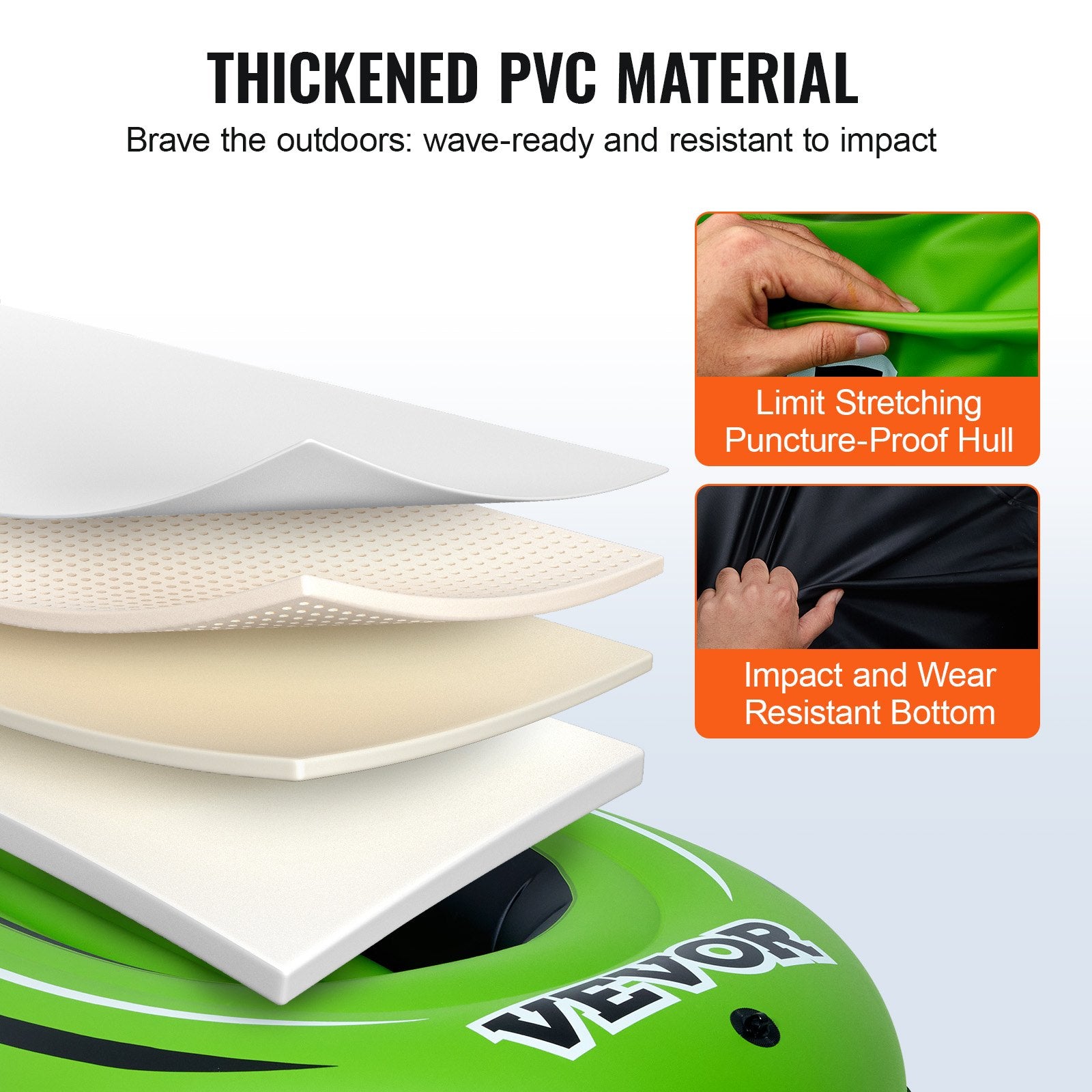 Inflatable Boat, 2-Person Inflatable Fishing Boat, Strong PVC Portable Boat Raft Kayak, Includes 1158 mm Aluminum Oars, High-Output Pump and Fishing Rod Holders, 227 kg Capacity for Adults, Kids