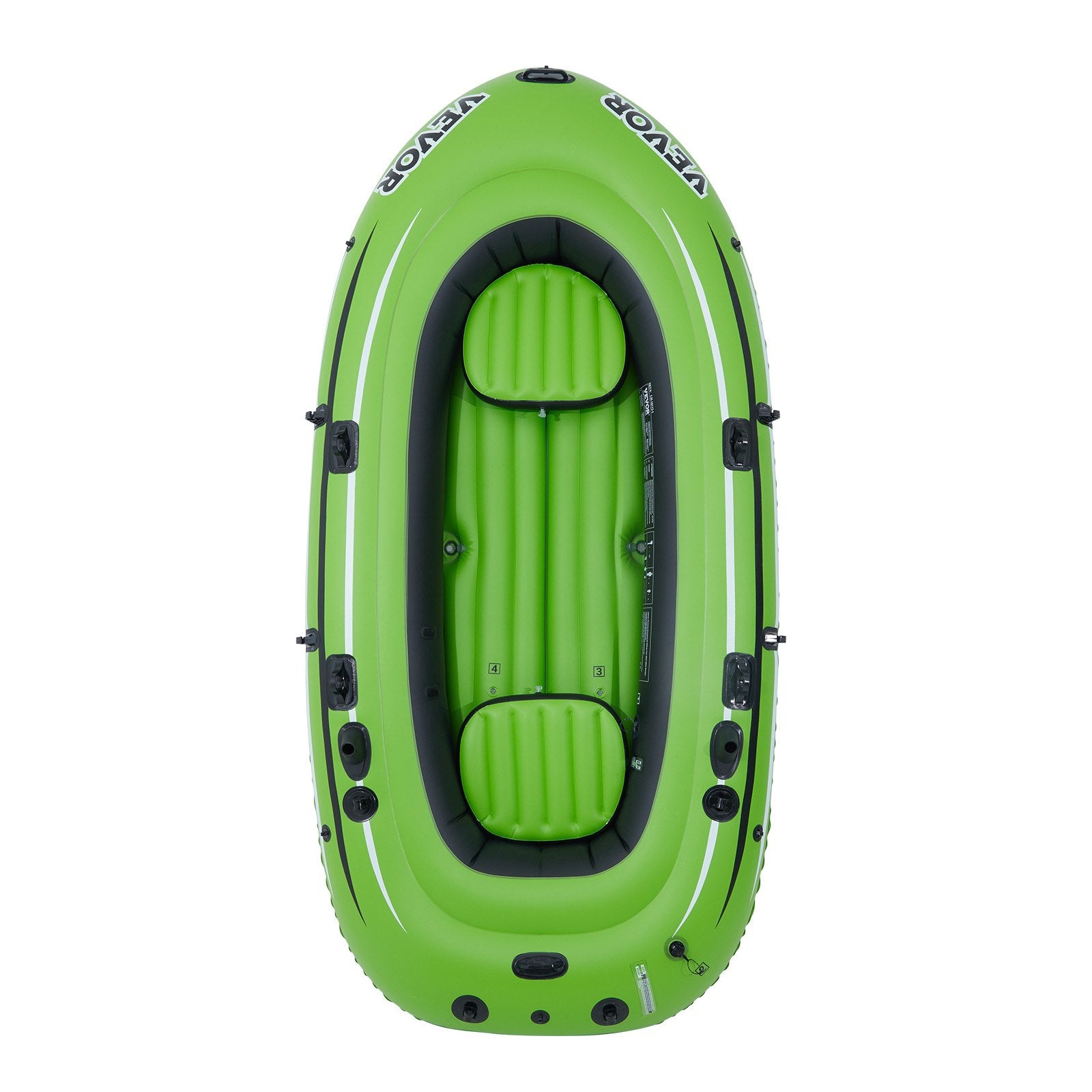 Inflatable Boat, 4-Person Inflatable Fishing Boat, Strong PVC Portable Boat Raft Kayak, 1158mm Aluminum Oars, High-Output Pump, Fishing Rod Holders, and 2 Seats, 1100 lb Capacity for Adults Kids