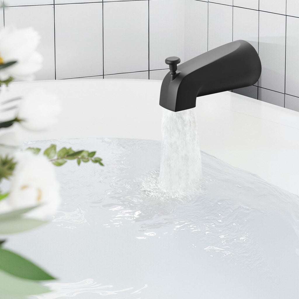 Tub and Shower Faucet Set, 127 mm Rainfall Shower Head and Bathtub Spout, Complete Single-Handle Tub Trim Kit with Brass Pressure Balancing Valve, 8-Setting Adjustable Spray Modes, Matte Black