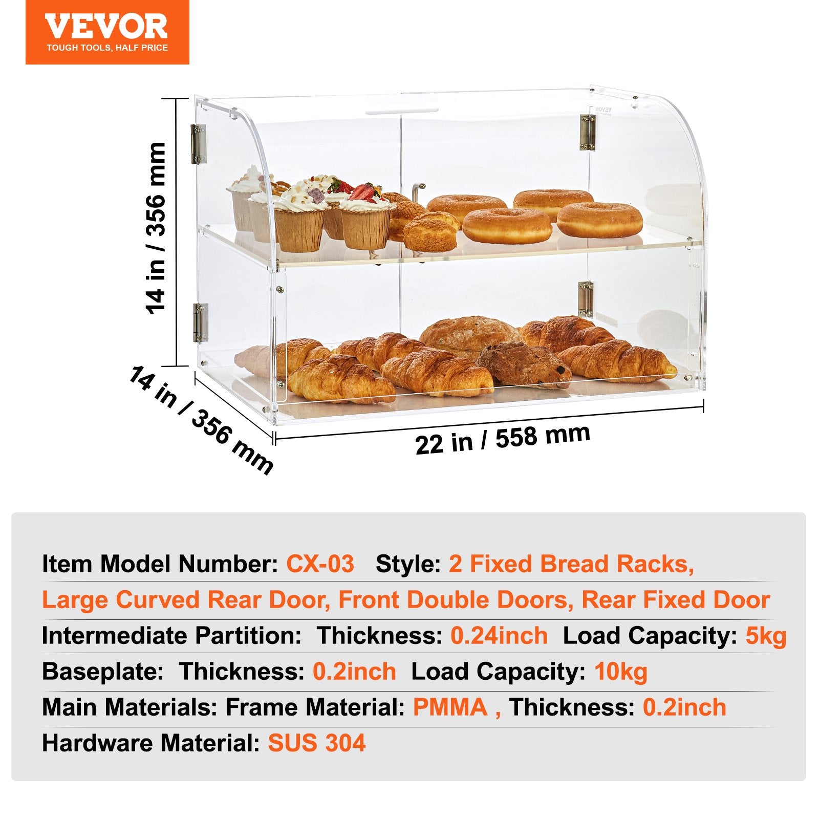2-Tier Acrylic Pastry Display Case