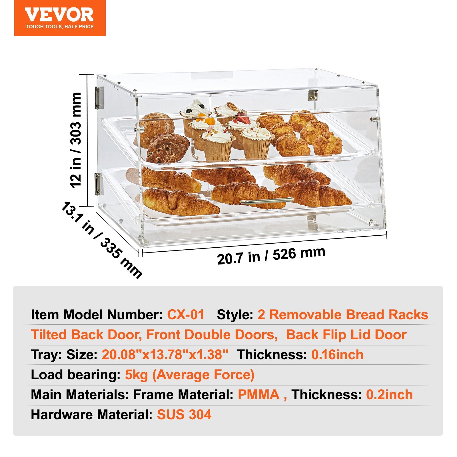 2-Tier Acrylic Bakery Display Case