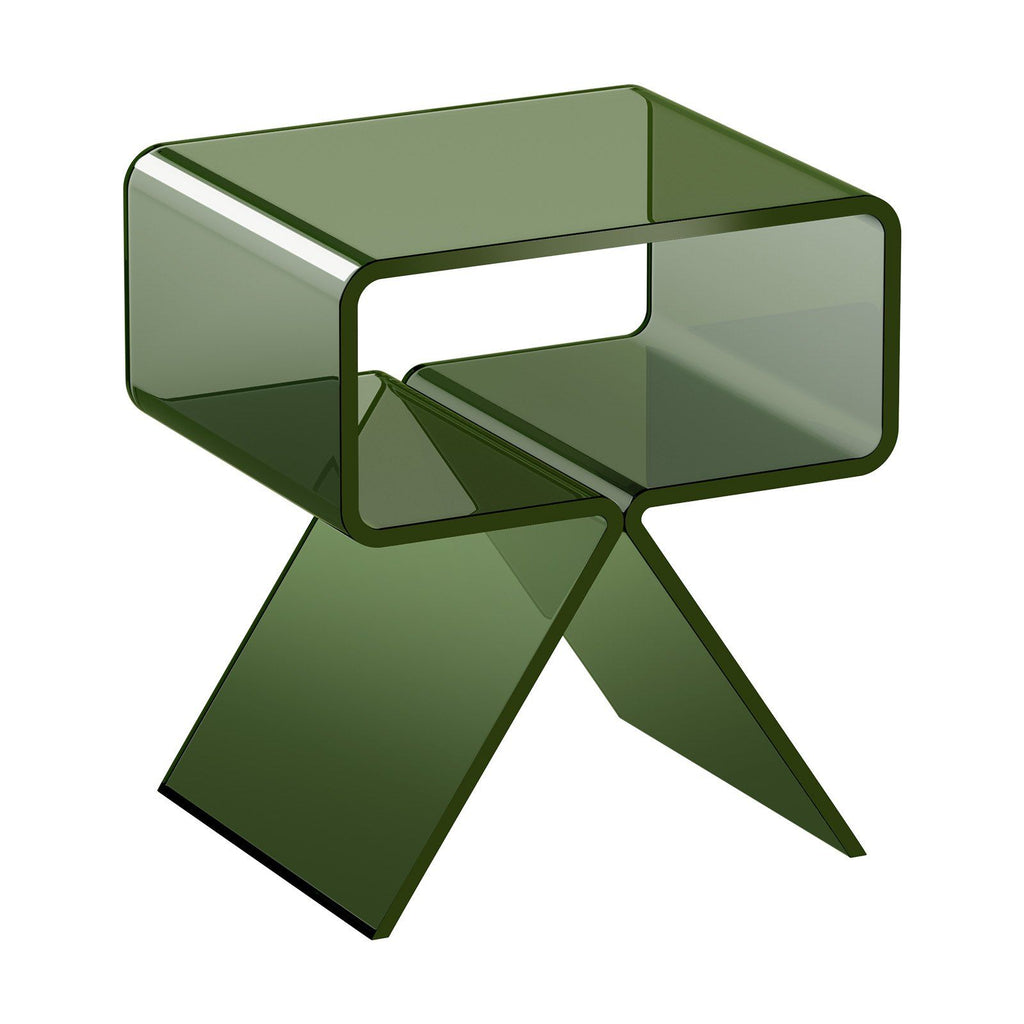 Transparent Green Acrylic Two-Tier Side Table – 30 × 39.1 × 43 cm