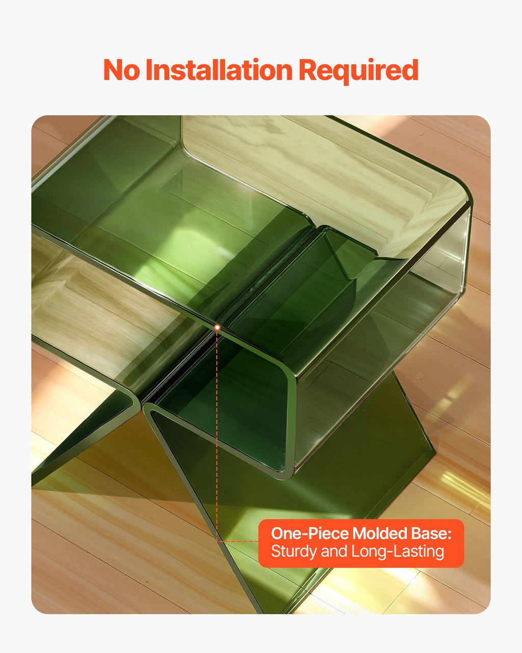 Transparent Green Acrylic Two-Tier Side Table – 30 × 39.1 × 43 cm