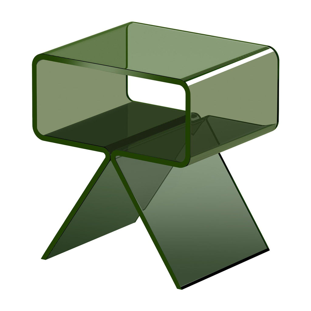 Transparent Green Acrylic Two-Tier Side Table – 30 × 39.1 × 43 cm