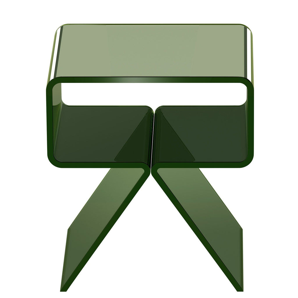 Transparent Green Acrylic Two-Tier Side Table – 30 × 39.1 × 43 cm