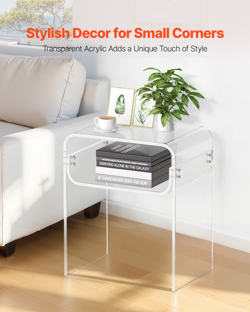 Clear Acrylic Two-Tier Side Table – 30 × 40 × 50 cm