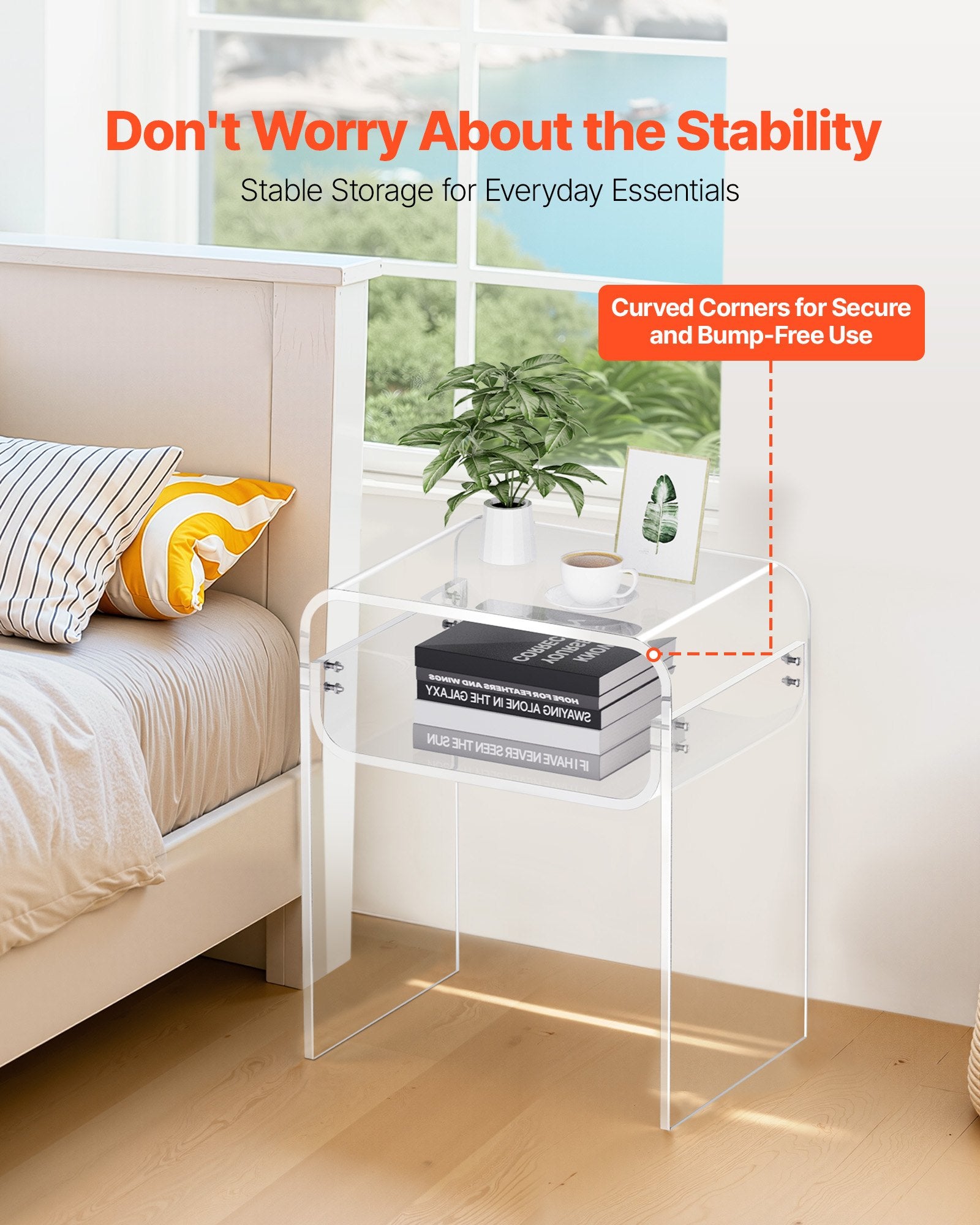 Clear Acrylic Two-Tier Side Table – 30 × 40 × 50 cm